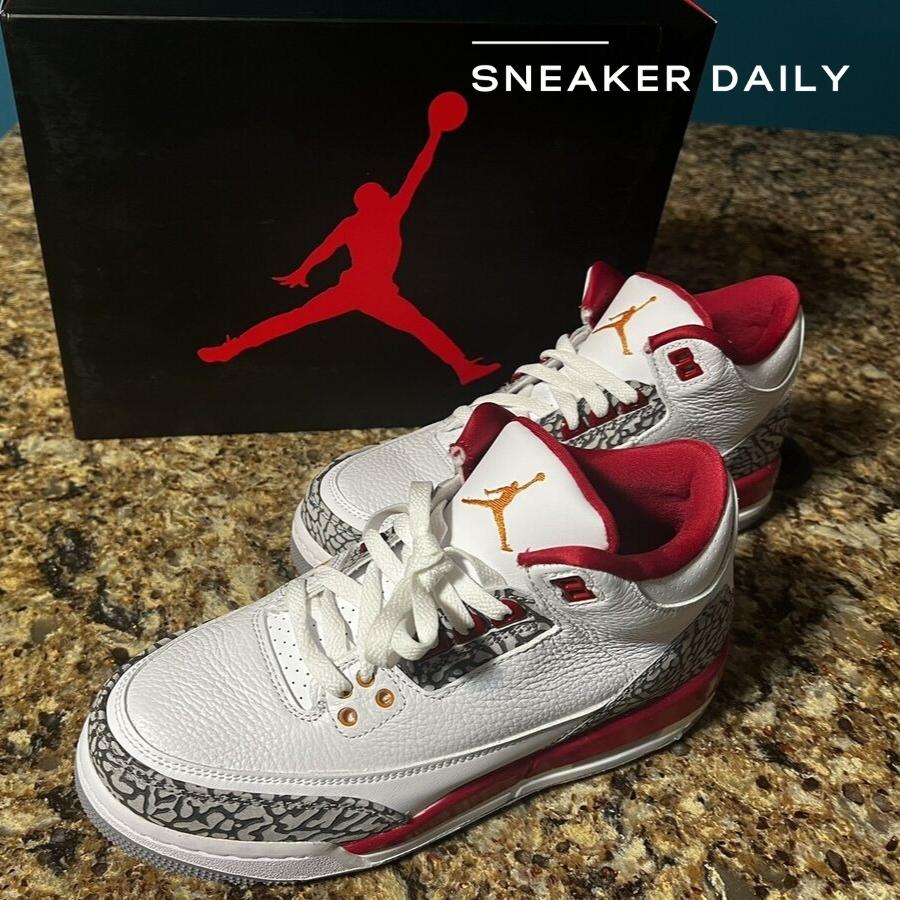 Giày Air Jordan 3 Retro Cardinal Red 398614-126 - Ảnh 7